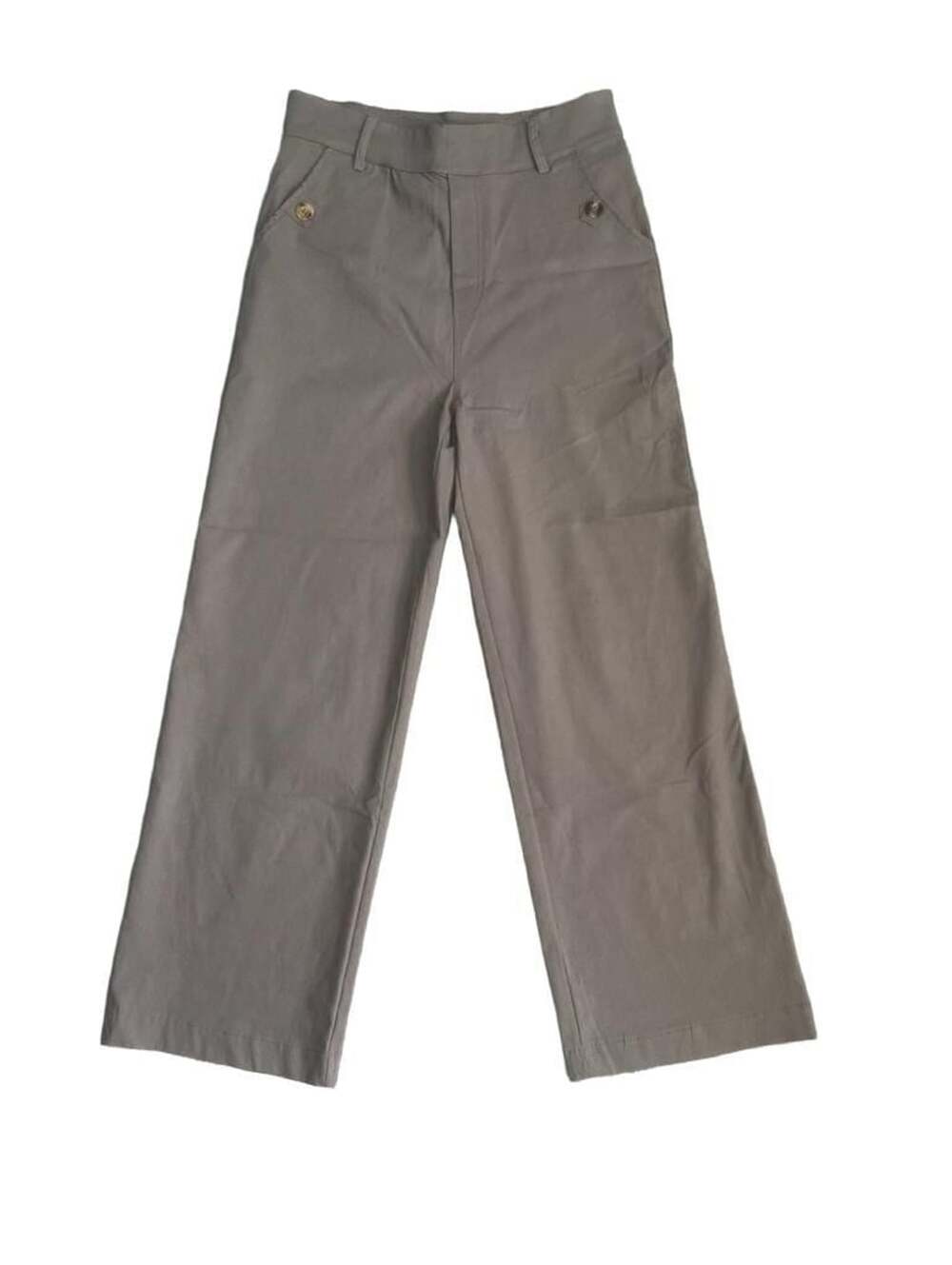 Unbranded Wide Leg Pants Size S Brown Twill Button Accent Casual Trousers